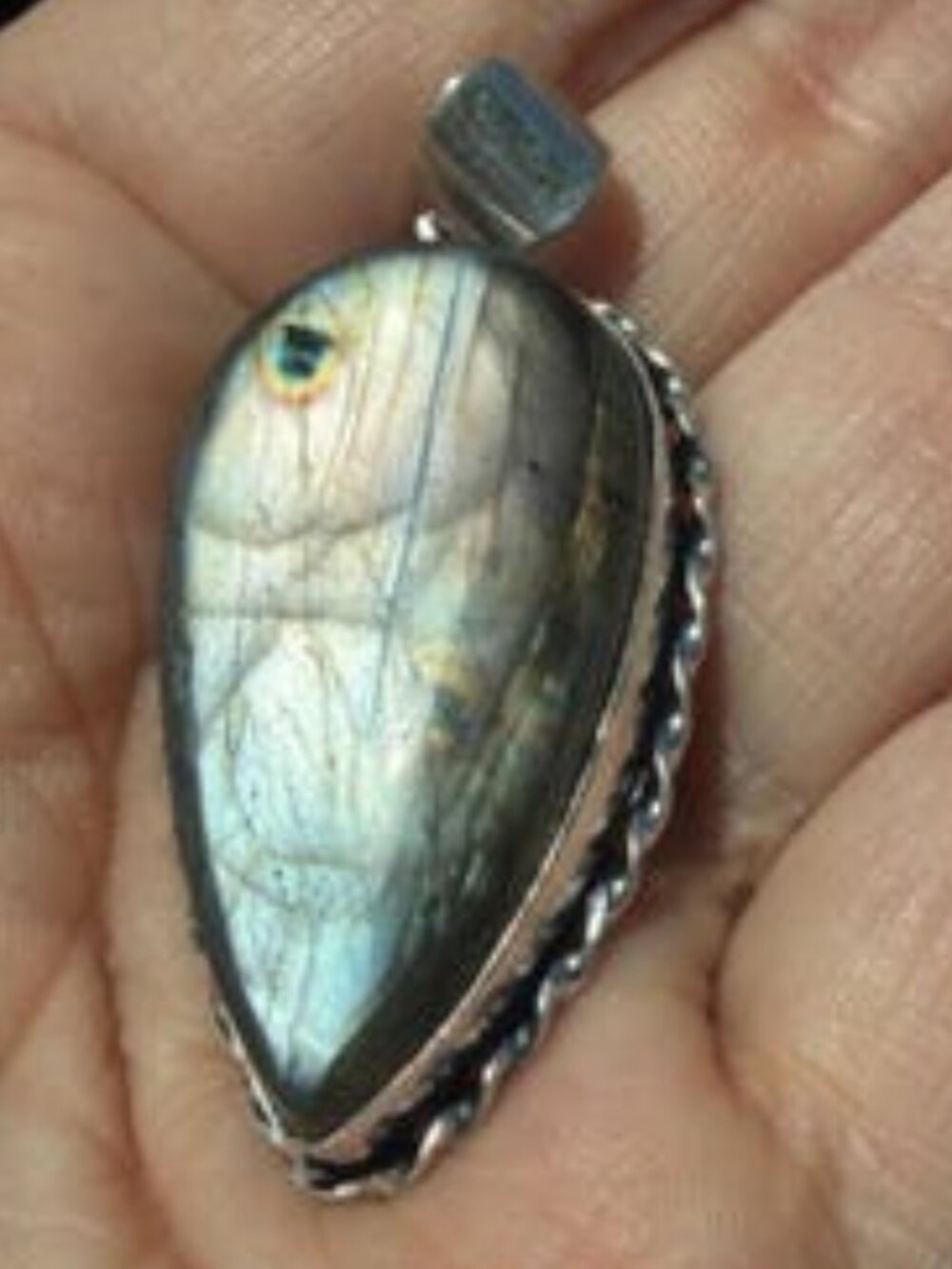 Labradorite Pendant Marquise Blue Flash Natural Gemstone Handmade Pendant